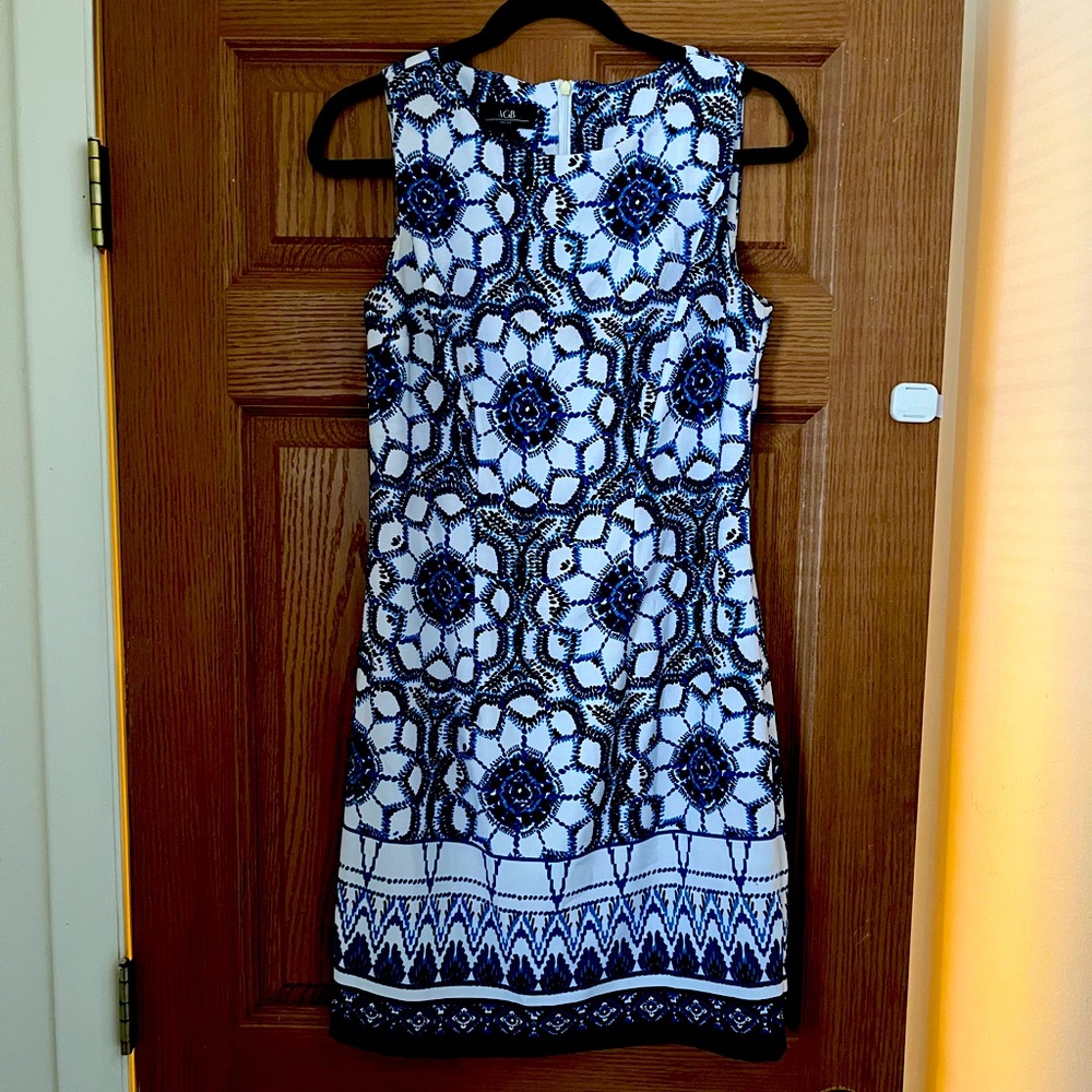 Sleeveless Blue and White Dress